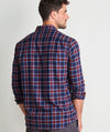 Jethro Plaid Tech Twill Shirt in Crimson by Vineyard Vines