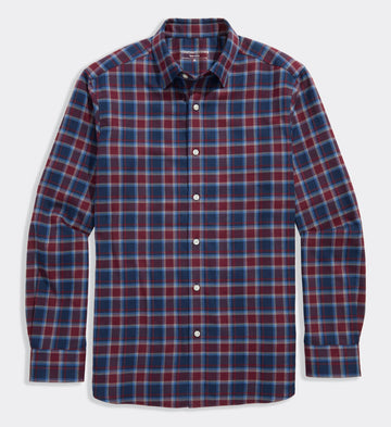 Jethro Plaid Tech Twill Shirt in Crimson by Vineyard Vines