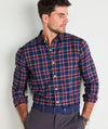 Jethro Plaid Tech Twill Shirt in Crimson by Vineyard Vines
