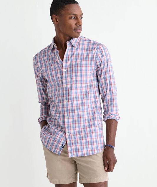 Performance Higgs Beach Plaid Backbay Shirt in Mariner by Vineyard Vines