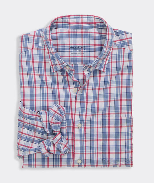 Performance Higgs Beach Plaid Backbay Shirt in Mariner by Vineyard Vines