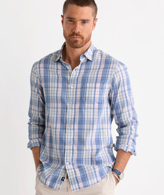 Performance Beachcomber Plaid Backbay Shirt in Summer Evening by Vineyard Vines