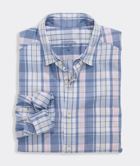 Performance Beachcomber Plaid Backbay Shirt in Summer Evening by Vineyard Vines