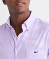 Performance Coral Reef Gingham Featherweight Shirt in Lavender Sky by Vineyard Vines
