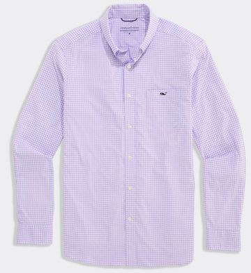 Performance Coral Reef Gingham Featherweight Shirt in Lavender Sky by Vineyard Vines