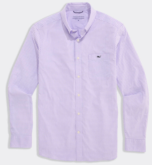 Performance Coral Reef Gingham Featherweight Shirt in Lavender Sky by Vineyard Vines