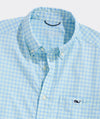 Performance Lemon Shark Gingham Featherweight Shirt in Aqua Glass by Vineyard Vines