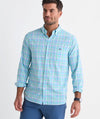 Performance Mangrove Tattersall Featherweight Shirt in Turqs by Vineyard Vines