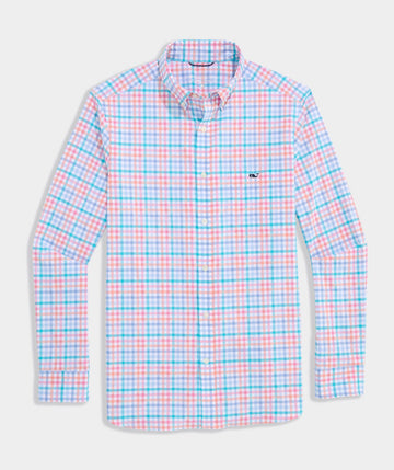 Performance Mangrove Tattersall Featherweight Shirt in Toucan by Vineyard Vines