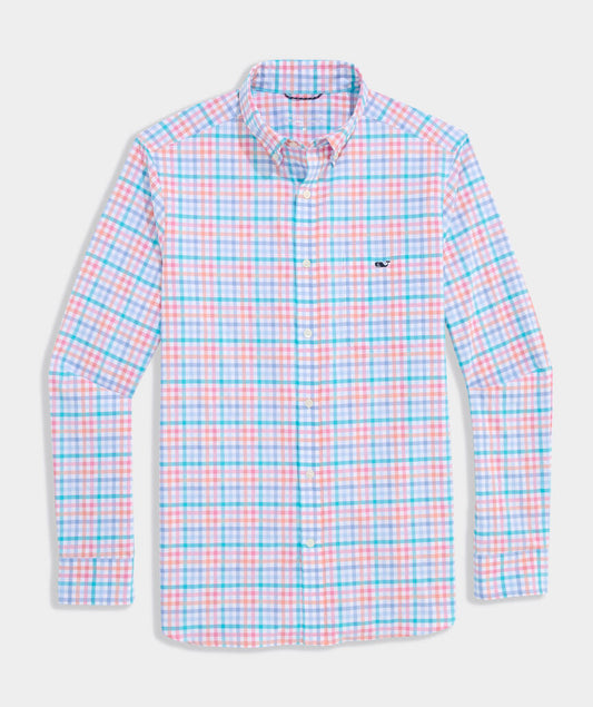 Performance Mangrove Tattersall Featherweight Shirt in Toucan by Vineyard Vines