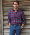 Performance Tech Twill Plaid Shirt in Coastal Crimson by Vineyard Vines