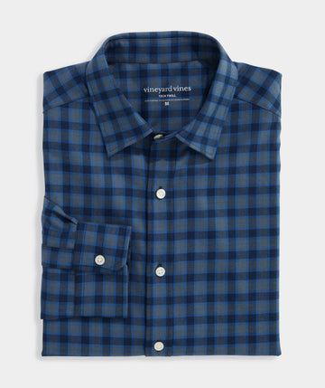 Performance Tech Twill Plaid Shirt in Blue Blazer by Vineyard Vines