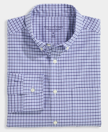 Performance Cotton Tattersall Shirt in Brackish Blue by Vineyard Vines
