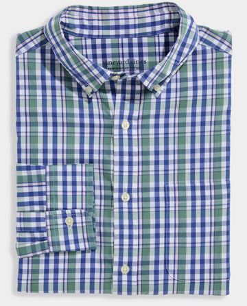 Performance Cotton Audubon Plaid Shirt in Olive Dusk by Vineyard Vines