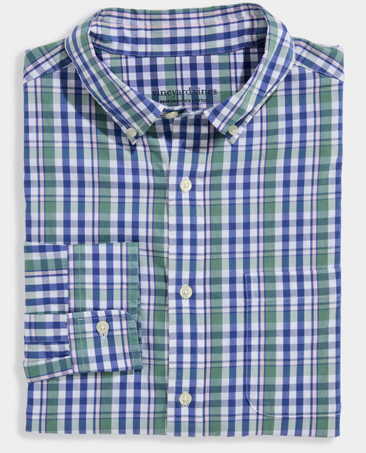Performance Cotton Audubon Plaid Shirt in Olive Dusk by Vineyard Vines