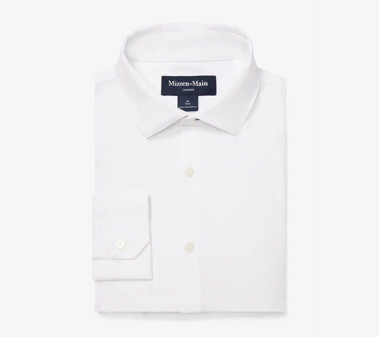 Leeward Long Sleeve Dress Shirt in White Solid by Mizzen+Main