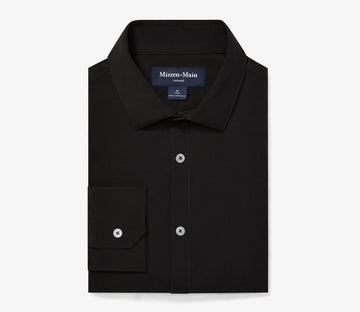 Leeward Long Sleeve Dress Shirt in Black Solid by Mizzen+Main