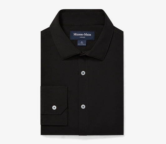 Leeward Long Sleeve Dress Shirt in Black Solid by Mizzen+Main