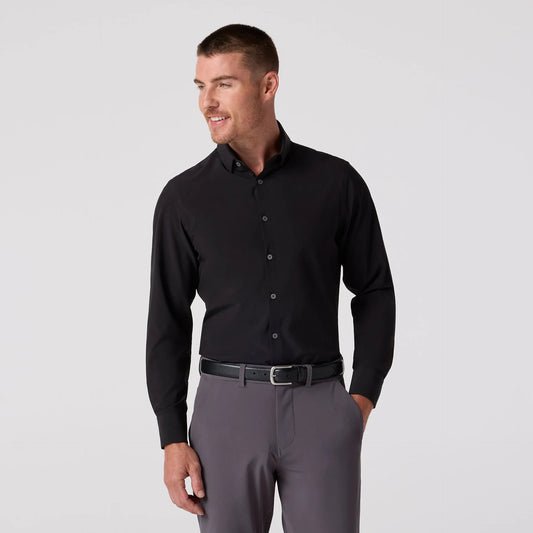 Leeward Long Sleeve Dress Shirt in Black Solid by Mizzen+Main