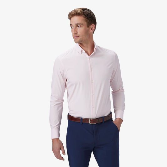 Leeward Long Sleeve Dress Shirt in True Pink Solid by Mizzen+Main