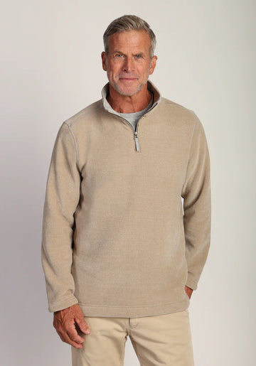 Apres Lux Chenille 1/4 Zip Pullover in Oatmeal by True Grit