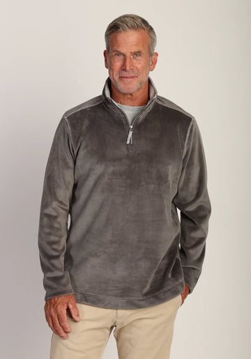 Apres Lux Sueded Cord 1/4 Zip Pullover in Vintage Grey by True Grit