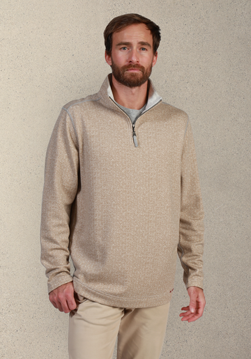 Herringbone Fleece Quarter-Zip in Dark Rye by True Grit