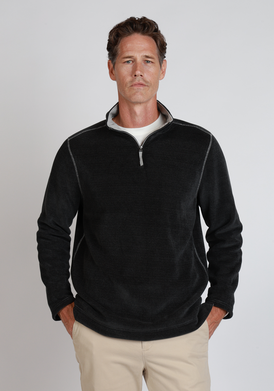 Apres Lux Chenille Quarter-Zip in Charcoal by True Grit