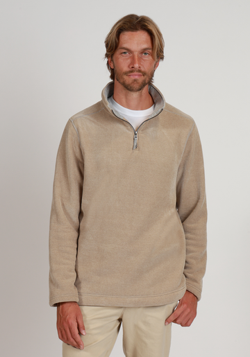 Apres Lux Chenille Quarter-Zip in Oatmeal by True Grit