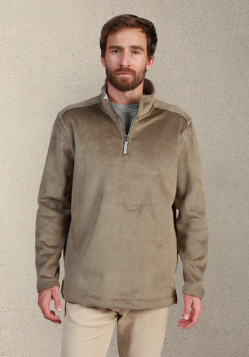 Apres Lux Sueded Corduroy Quarter-Zip in Tobacco by True Grit