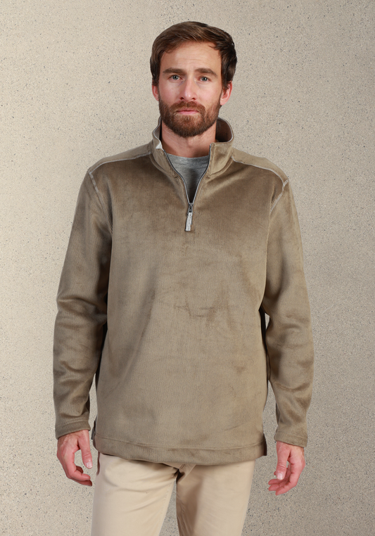 Apres Lux Sueded Corduroy Quarter-Zip in Tobacco by True Grit