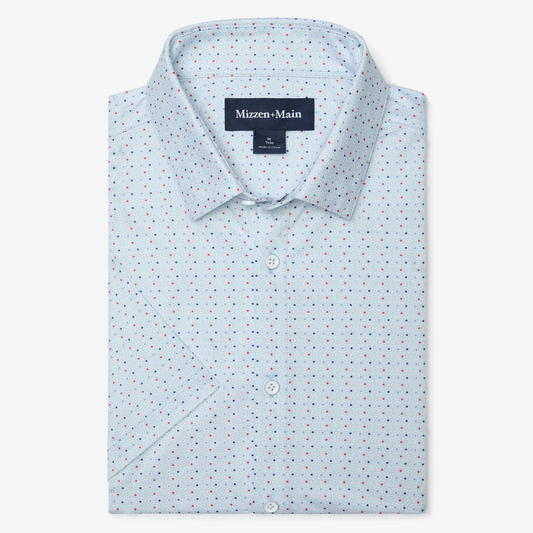 Halyard Short Sleeve Dress Shirt in Light Blue Trellus by Mizzen+Main