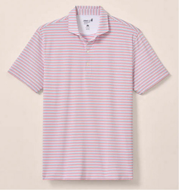Kamdon Stripe Performance Jersey Polo in Lobster by Johnnie-O