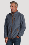 Herringbone Zip Fleece Jacket in Blue by True Grit