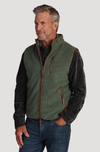 Herringbone Fleece Zip Vest in Dark Green by True Grit