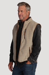 Herringbone Fleece Zip Vest in Sand by True Grit