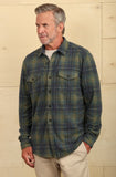 Yellowstone Drifter Plaid Sweater-Knit Shirt in Vintage Green by True Grit