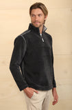 Apres Lux Chenille & Sherpa 1/4 Zip Pullover in Charcoal by True Grit