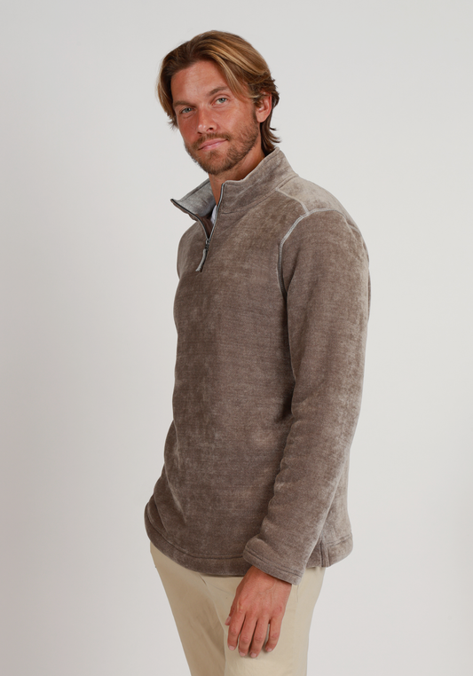 Apres Lux Chenille Quarter-Zip in Grey by True Grit