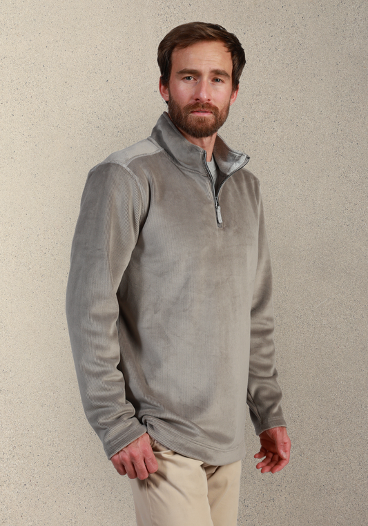 Apres Lux Sueded Corduroy Quarter-Zip in Heather by True Grit
