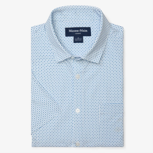 Leeward Short Sleeve Dress Shirt in White Geo by Mizzen+Main