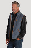 Herringbone Fleece Zip Vest in Blue by True Grit