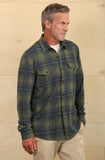 Yellowstone Drifter Plaid Sweater-Knit Shirt in Vintage Green by True Grit