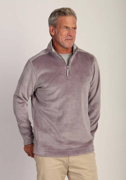 Apres Lux Sueded Cord 1/4 Zip Pullover in Napa by True Grit