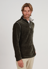 Apres Lux Chenille Quarter-Zip in Olive by True Grit