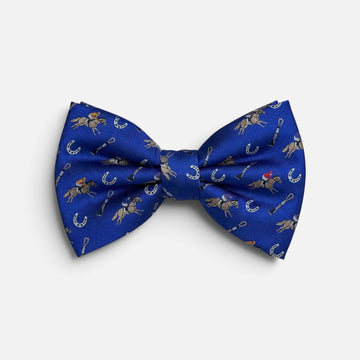 "Riders Up" 100% Silk Bow Tie in Royal Blue by Logan's