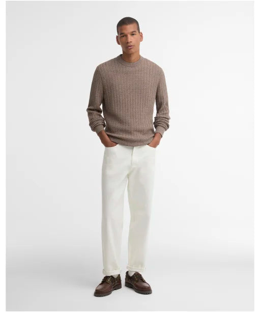 Herringbone Knitted Crew in Stone by Barbour