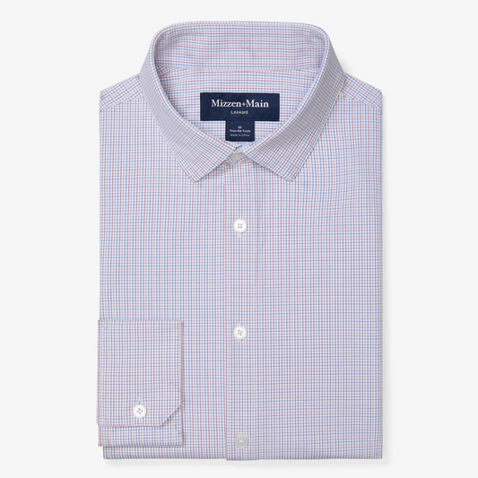 Leeward No Tuck Dress Shirt in Red Clay Aaron Plaid by Mizzen+Main