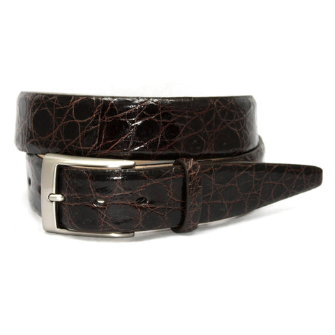 Glazed South American Caiman Belt in Brown by Torino Leather Co.