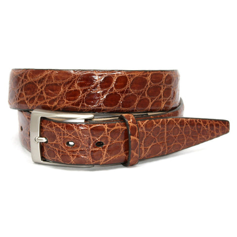 Glazed South American Caiman Belt in Cognac by Torino Leather Co.